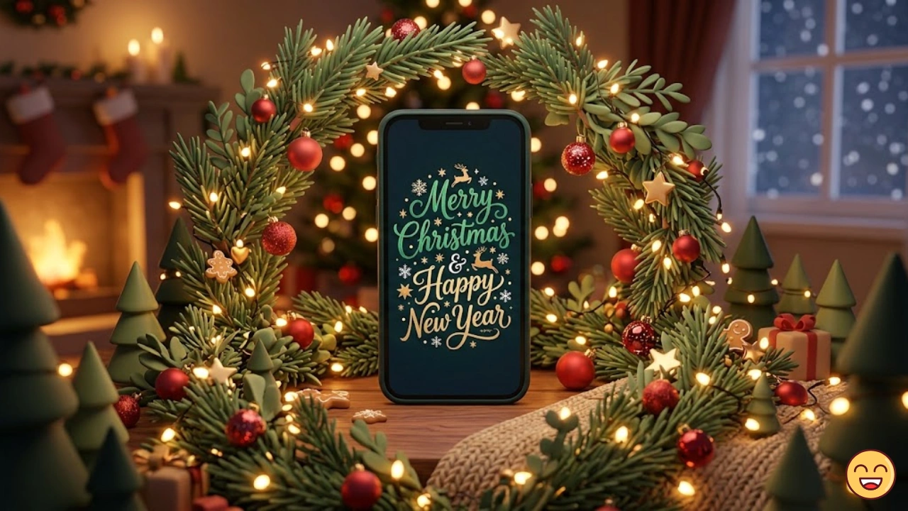 Messages de Noël avec écritures festives sur réseaux sociaux